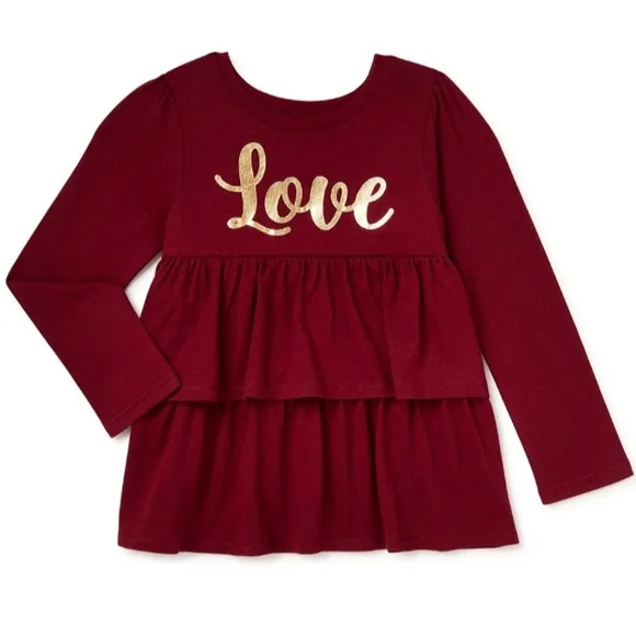 5t Long Sleeve Burgundy Baby Doll Tee | Color: Gold | Size: 5tg | Freshoffthehang's Closet